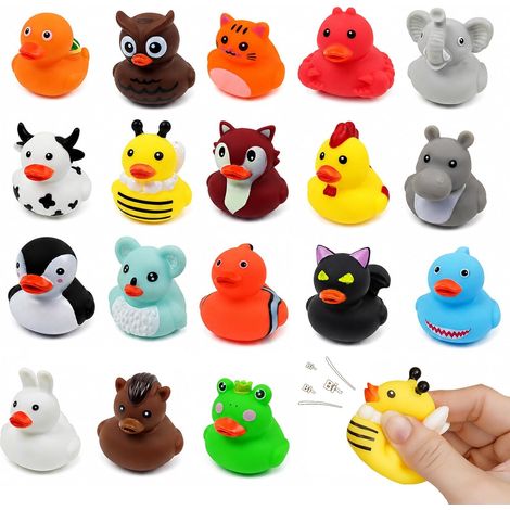 18-teiliges Badeenten-Set, Mini-Schwimmenten aus Kunststoff Buntes Baby-Badespielzeug, für Pool, Party, Babyparty, Geburtstagsfeier (1/5)
