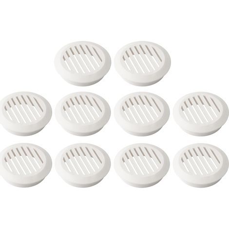 10 - Grille De Ventilation - Bouche D'aération - Plastique Rond Pour Mur Et Plafond - Protection Menuiserie - Blanc - 6x6cm (1/3)