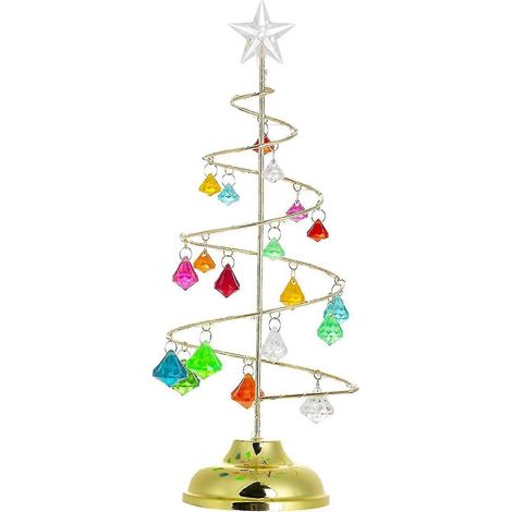 Décoration de table/centre de table en acrylique avec breloques lumineuses colorées, fonctionnant à piles et support en métal, pour sapin de Noël. (1/2)