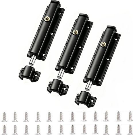 Lot de 3 verrous automatiques pour portail en acier inoxydable – Verrou à ressort auto-verrouillant pour jardin, clôture, étable, grange, porte extérieure – Anti-rouille et solidité (5 pouces) (1/5)