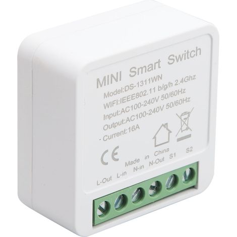 Mini commutateur WiFi intelligent, Module de commande d'éclairage mural à monter soi-même, 16A AC100-240V 50/60HZ