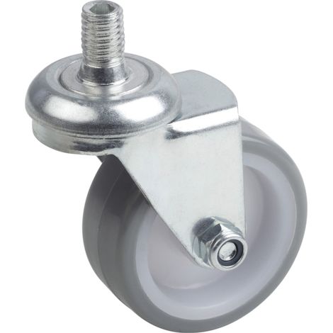 Metafranc, rotella con diametro pari a 50 mm, con vite, rotella in poliuretano, superficie di scorrimento morbida, cuscinetto, capacità di carico pari a 65 kg di portata, rotella di trasporto, rotella (1/3)
