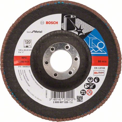 Disque à lamelles Bosch 125 mm X571 P120 idéal pour métaux convexes