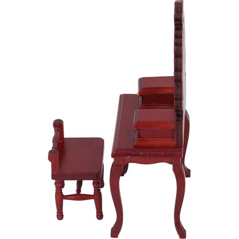 Tabouret de coiffeuse miniature pour maison de poupée à l'échelle 1:12, meuble de chambre miniature, accessoire de décoration à faire soi-même, rouge (1/5)