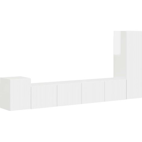 TV Cabinet Set 3 pcs High Gloss White Engineered Wood vidaXL