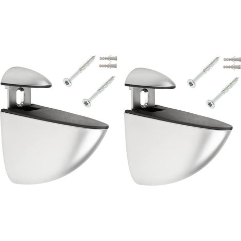 cyclingcolors 2x Reggimensola per Legno e Vetro metallo colore argento cromato opaco con viti + caviglia staffe supporti per mensole (1/3)
