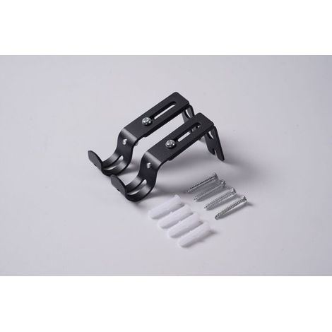 Soporte de pared ajustable KZQ para barras de cortina, juego de 2, negro (1/4)