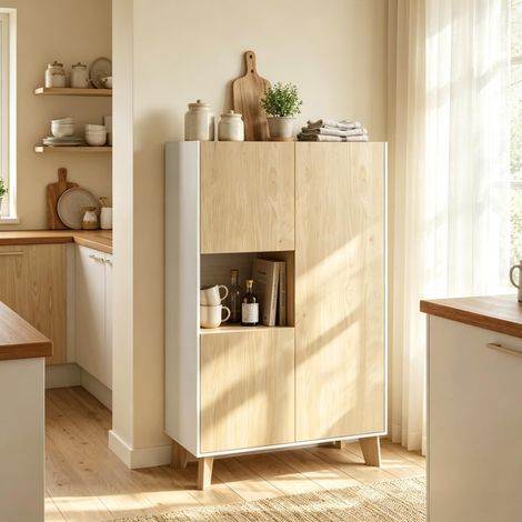 Buffet de salon moderne avec 6 compartiments, meuble de rangement à portes à fermeture amortie pour séjour spacieux et pratique (1/5)