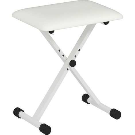 Klappbarer Klavierhocker, höhenverstellbare Klavierbank, gepolsterter Sitz aus PU-Leder, 39 x 29 x 37–47 cm, weiß (1/5)