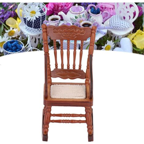Chaise miniature pour maison de poupée, design exquis bois de bouleau 5x6.7x10cm, pour collection 1:12, couleur vive, cadeau idéal enfants (1/4)