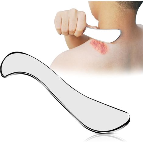 Planche Gua Sha pour les mains et le visage - Épaisseur 4,0 mm, lame en forme de S + pochette en velours - 1 pièce (1/5)