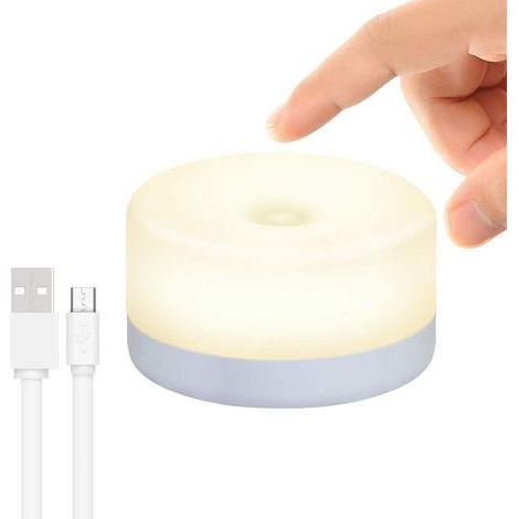 Veilleuse de Nuit Tactile Rechargeable LED pour Bébé, Lampe de Chambre à Coucher, Blanc, Plastique [Classe énergétique A] (1/5)