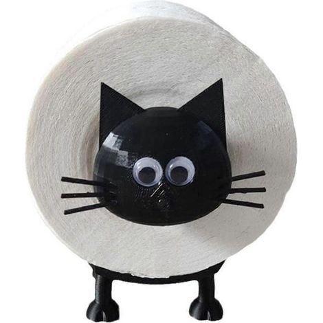 Ensemble de salle de bain avec porte-rouleau de papier toilette en forme de chat (1/5)