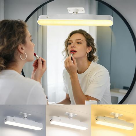 Illuminazione wireless per specchio da trucco – Ricaricabile da 4000 mAh, colore e luminosità regolabili – per bagno, scrivania, cucina (1/4)