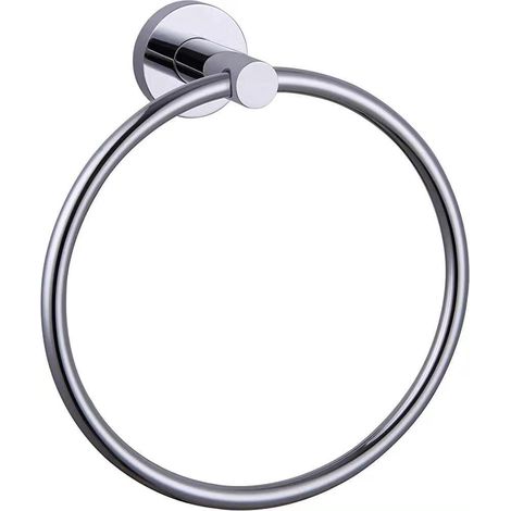 Anneau porte-serviettes chromé - Porte-serviettes pour mur de salle de bain - Porte-serviettes rond simple pour salle de bain - Porte-serviettes de salle de bain en acier inoxydable(brillant) (1/5)