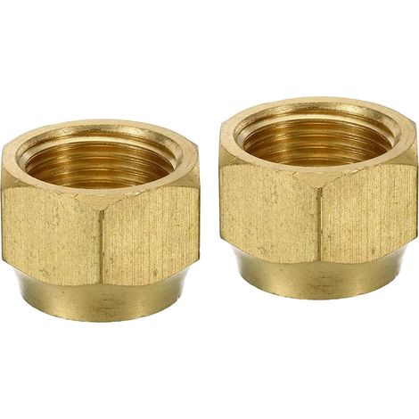 Brass Flare Plug 5/8" Flare Female Flare Tube Fitting Nut Connector Adapter for HVAC Air Conditioner Pack of 2 (1/5)