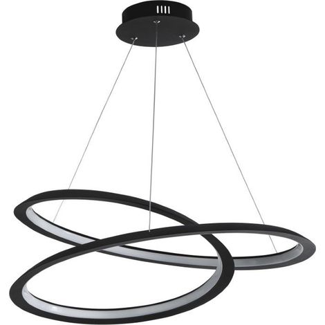 Suspension lampe de salle à manger LED dimmable aluminium noir opale (1/3)