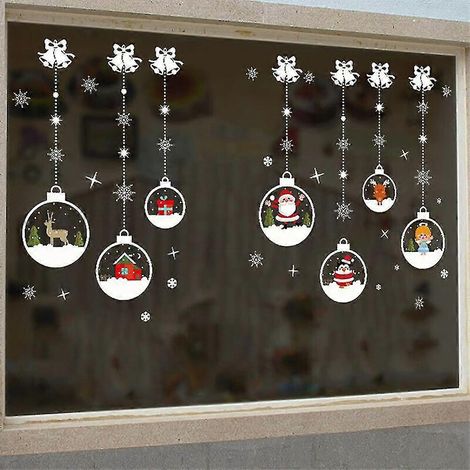 Pegatinas navideñas para ventanas, decoración navideña para el hogar con temática de Papá Noel. (1/3)