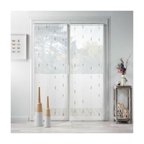 Paire de voilage à fronces - 70 x 200 cm - Chenilla - Gris - Livraison gratuite