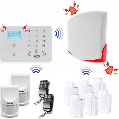 Alarme maison GSM sans fil - Centrale 4G + 2x PIR + 6x ouvertures / vibrations et sirène extérieure (KP)