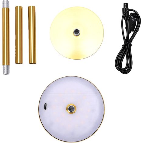 Kabellose Schreibtischlampe mit Berührungsschalter und 3 einstellbaren Höhen, aus Metall, USB-aufladbar, Nachtlicht für Zuhause, Büro oder Schlafzimmer, goldfarben. (1/5)