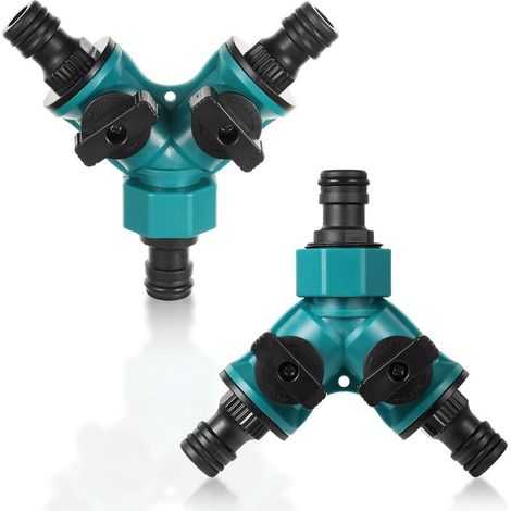Raccord Tuyau D'arrosage, Lot de 2 raccords de tuyau à 2 voies - Pour tuyau d'arrosage - En forme de Y, Raccord Tuyau 3 Voies Arrosage 1/2 (1/5)