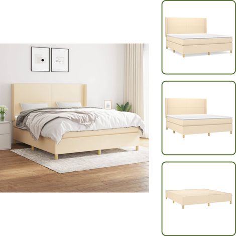 The Living Store Boxspringbett mit Matratze Creme 180x200 cm Stoff - Boxspringbett - Doppelbett - Cremefarbenes Bett - Bettenrahmen - Lattenrost