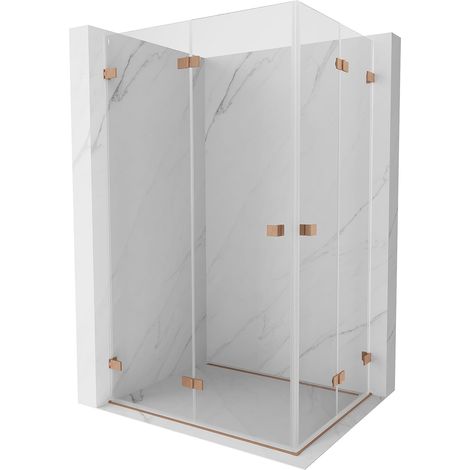 Mexen Lunar-F Duo mampara de ducha plegable 95 x 90 cm, transparente, cobre cepillado - 836-095L-090P-65-00 (1/5)
