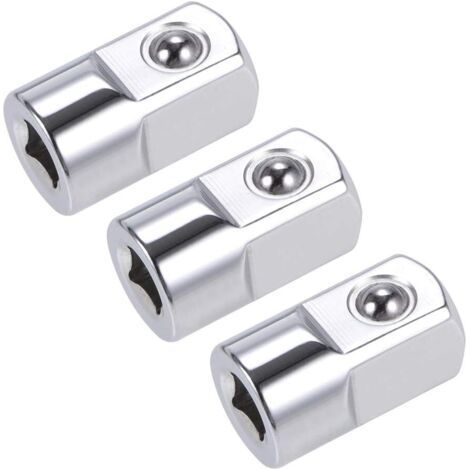 Lot of 3Pcs 1/4 sourcingmap Female Inch Reducer Socket Adapter to 1/2 Inch Male Cr-V Steel (1/4)