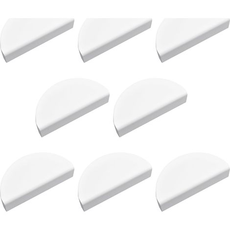 (Blanc) Lot de 8 poignées de tiroir et de porte en alliage d'aluminium demi lune (1/5)