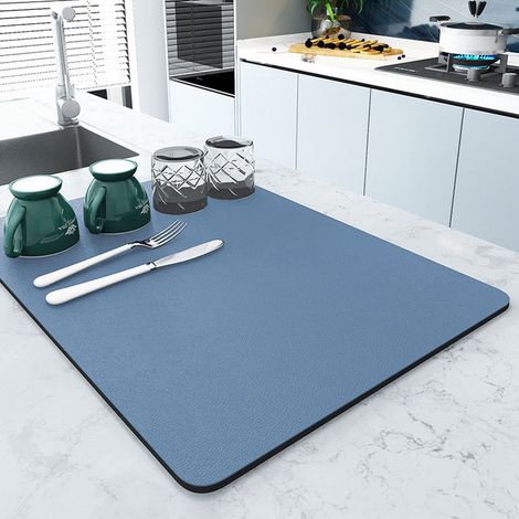 Tapis De Sechage - En Pierre De Terre Diatomée - Absorbant Rapide - Résistant À La Chaleur - Antidérapant - Pour Comptoir De Cuisine - 50x60 cm (1/3)