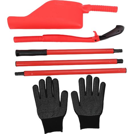 Kit de nettoyage de gouttières avec perche télescopique, pelle à feuilles légère et râteau pour l'enlèvement des débris de toiture (1/5)