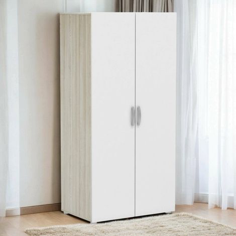 Dmora - Armario 2 puertas Seine, Muebles de dormitorio, Vestidor, Armario de ropa, 79x52 h166 cm, Roble y Blanco mate (1/5)