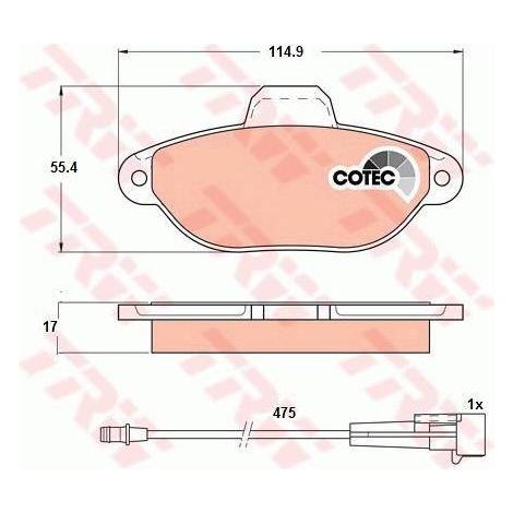 Kit de plaquettes de frein, frein à disque TRW Automotive GDB1115 FIAT 09948031
