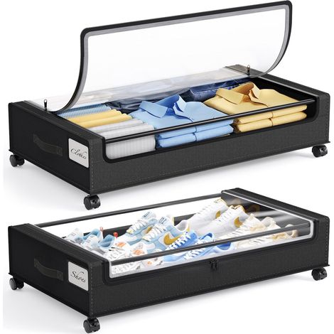 Boîte de rangement sous le lit, avec roulettes, boîte de rangement pour vêtements, rangement de vêtements, pliable, installation facile, grande capacité, changement de, couette, couverture (1/5)