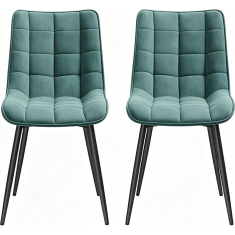 Pack de 2 sillas de comedor de terciopelo con patas metálicas azul verdoso MODENUIT (1/5)