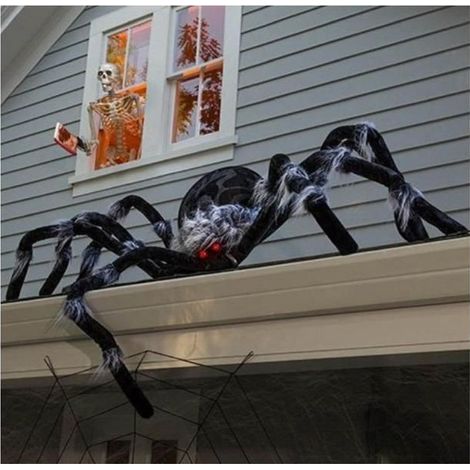 Giant Halloween Spider, Large Hairy Fake Spider with Red Eyes, Outdoor Horror Decor for Garden Yard House (1/5)