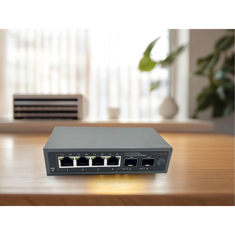 Elfcam – Switch fibre optique 10Gb non géré – 2 ports SFP+ 10G – 4 ports RJ45 2,5G – Débit 10 Gbit/s – Boîtier métal silencieux