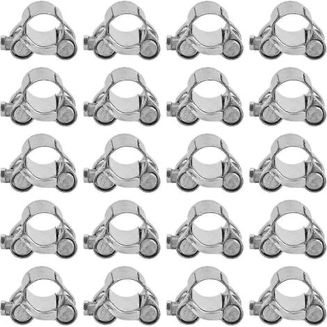 Lot de 20 colliers de serrage en acier inoxydable - Mini colliers de serrage pour tubes de 26 à 28 mm, destinés aux secteurs automobile, pétrochimique et pharmaceutique. (1/5)