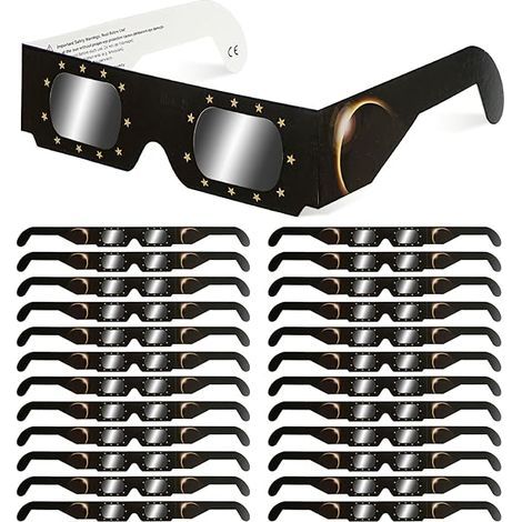 Lot de 25 lunettes d'éclipse solaire – Norme EN ISO 12312-2 – Protection UV/IR – Filtres haute définition pour observation directe