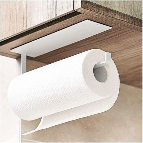 Porta rotolo di carta assorbente autoadesivo - da applicare alla parete o sotto il mobile/lavandino/frigorifero - Per bagno e cucina (1/5)
