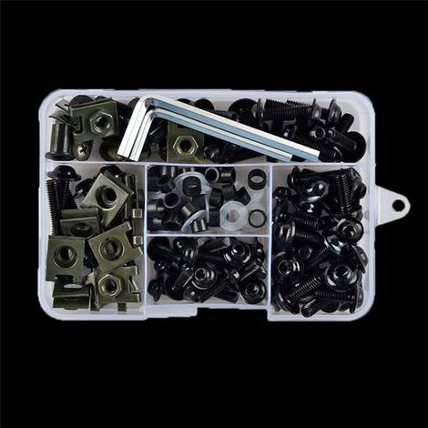 Juego de 177 piezas de tornillos para carenado de motocicleta，tornillos para parabrisas de acero inoxidable M5/M6，fijaciones y abrazaderas，azul (1/5)