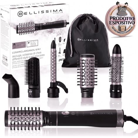Imetec Bellissima 11934 Spazzola Arricciacapelli Ceramic & Tourmaline 1000W con 5 Accessori