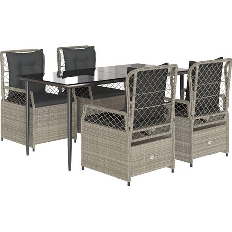 Maison Exclusive - Set Pranzo da Giardino 5pz con Cuscini Grigio Chiaro Polyrattan (1/5)