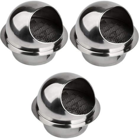 Lot de 3 Ventilation Grille Grille d'aération ronde en acier inoxydable 304 - Rond Grille de Ventilation pour pot d'échappement de mur extérieur, air frais, hotte d'échappement (160 mm) - Bluedeer (1/4)