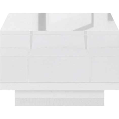 Mesa de centro Goodyear 133, Blanco brillante, 40x60x60cm, Diámetro: 0, Aglomerado laminado, Angular