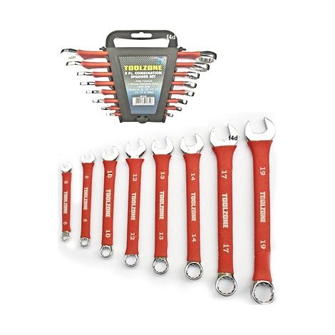 8pc Spanner Set Wrench Soft grip Chrome Vanadium Combination Heavy duty SP127