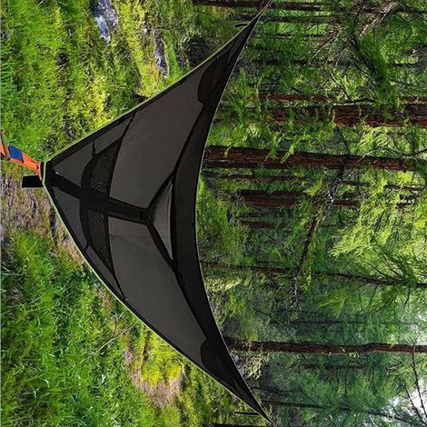 Hamac triangulaire pliable et portable pour plusieurs personnes, en filet, idéal pour le camping et les activités de plein air, noir, 280 x 280 x 280 cm (1/5)