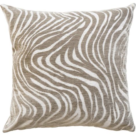 Coussin Déco en Velours "Zebris" 40x40cm Taupe (1/5)
