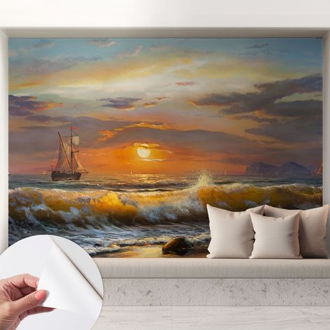 Papier peint autocollant adhésif avec motifs pour salon et chambre accessoire stylé pour votre intérieur Panorama marin 208x146 cm (1/5)